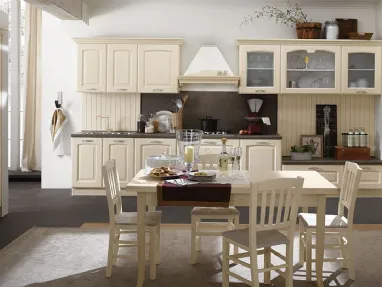 Cucina Classica ad angolo Olimpia in Frassino finitura Beige di Mobilturi