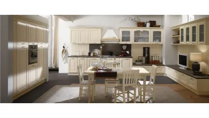 Cucina Classica ad angolo Olimpia in Frassino finitura Beige di Mobilturi