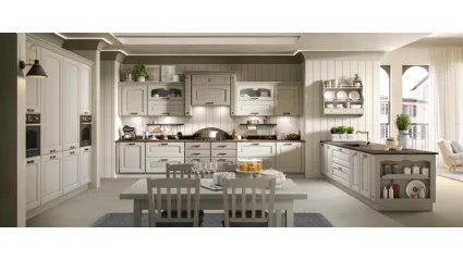 Cucina Classica Olimpia in frassino finitura perla bianco e ghisa di Mobilturi