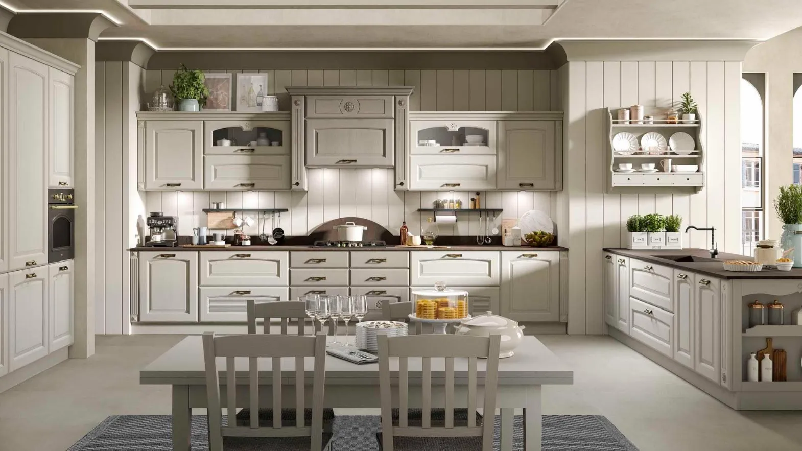 Cucina Classica Olimpia Perla Bianco e Ghisa di Mobilturi