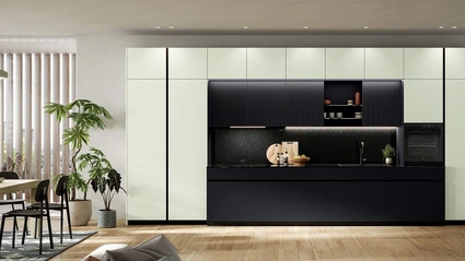 Cucina Moderna lineare Altea Composizione 05 in vetro lucido di Prima Cucine