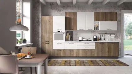 Cucina Moderna Ambra 05 Rovere Tabacco e Bianco di Net Cucine