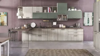 Cucina Ambra Rovere Bianco e Verde di Net Cucine