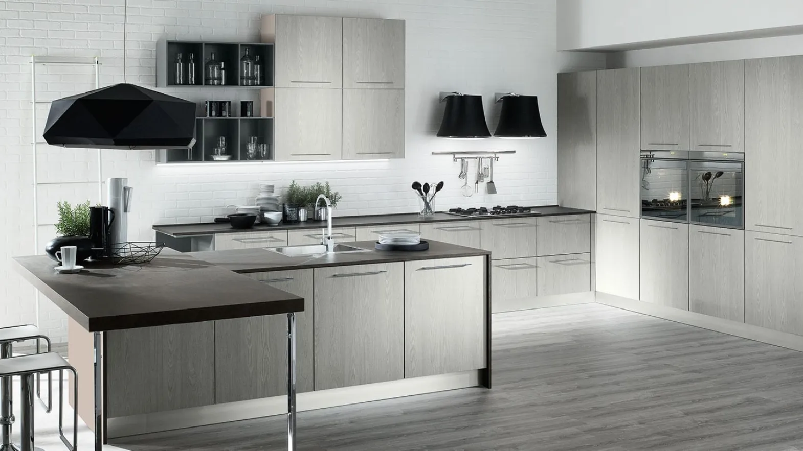 Cucina Moderna Brio in Frassino Grigio di Mobilturi