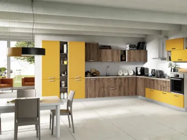 Cucina Moderna angolare Cloe 05 Rovere Tabacco e Senape di Net Cucine