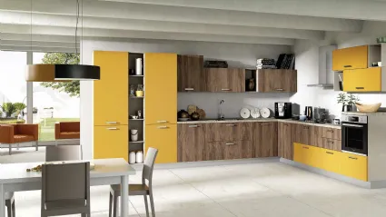 Cucina Moderna angolare Cloe 05 Rovere Tabacco e Senape di Net Cucine