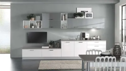 Cucina Moderna Cloe 07 Bianco Lucido e Grigio Fumo Lucido di Net Cucine