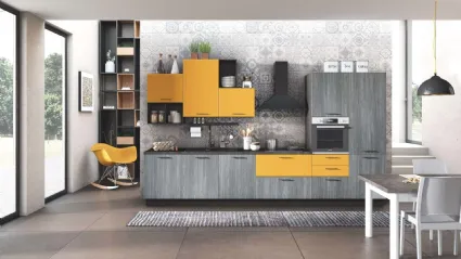 Cucina Moderna Cloe 10 Rovere Smoky e Senape Opaco di Net Cucine