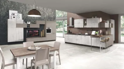 Cucina Moderna Cloe 01 Stone Grey Opaco e Rovere Bianco di Net Cucine