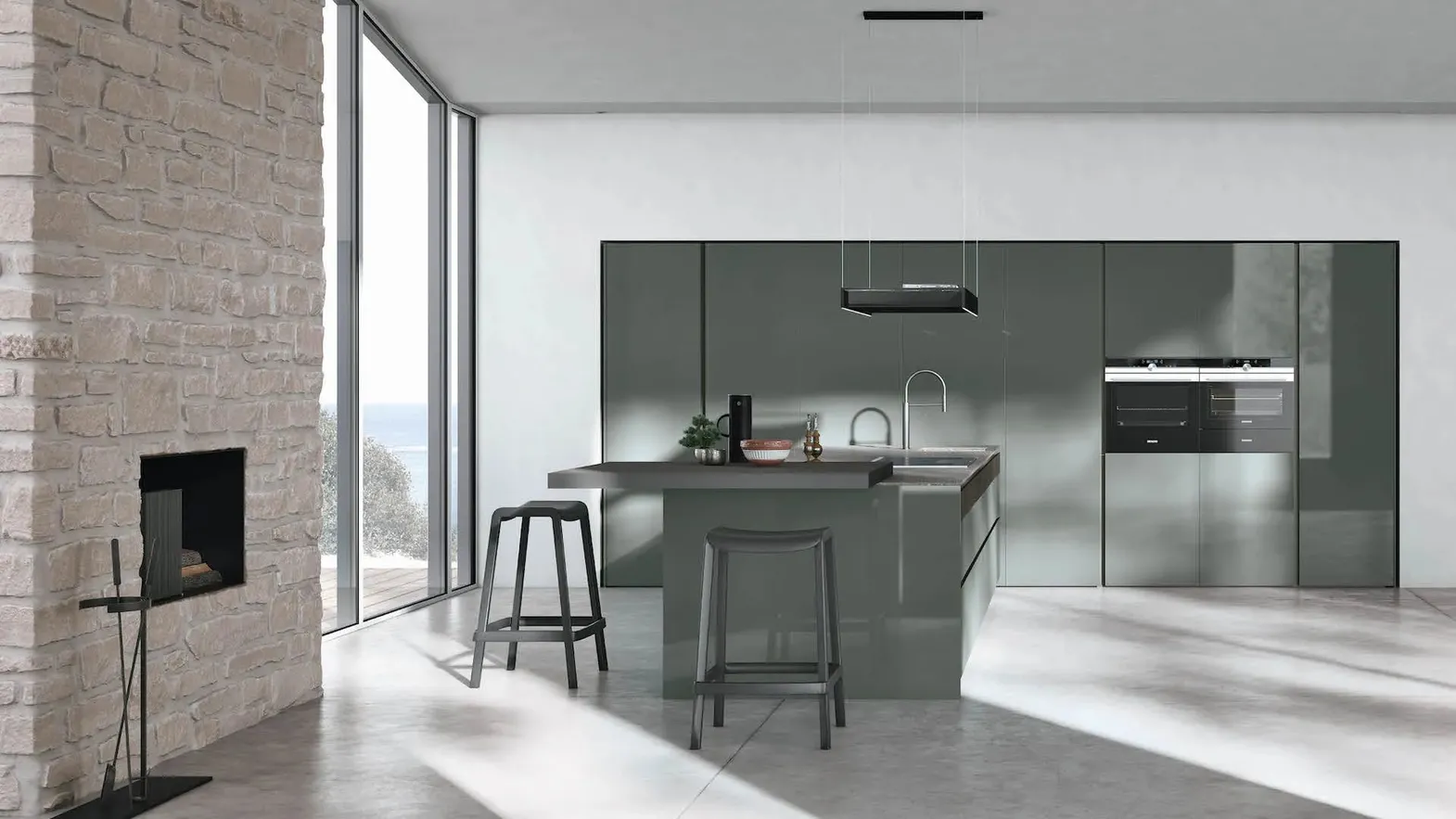 Cucina Moderna con penisola Color Trend 06 di Stosa