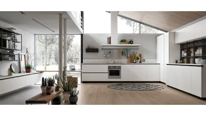 Cucina Moderna angolare Color Trend v08 in laccato opaco Bianco Ice di Stosa