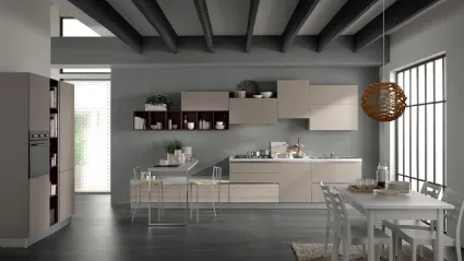 Cucina Moderna Delizia 02 Tortora Opaco e Frassino Crema di Net Cucine