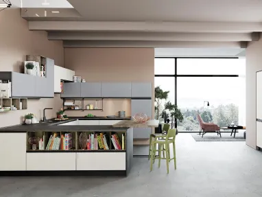 Cucina Moderna Era 02 Bianco Opaco e Pietra Grafite di Net Cucine