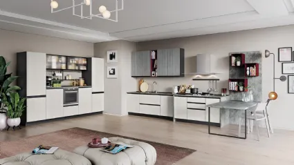 Cucina Moderna Era 03 Legno Bianco e Grigio di Net Cucine