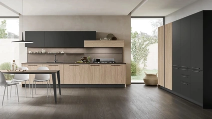 Cucina Moderna lineare Infinity 09 in Rovere e Pet di Stosa