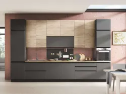 Cucina Moderna Kelly 05 Rovere caldo e Grigio Antracite opaco di Net Cucine
