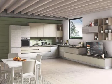 Cucina Moderna Kelly 03 Pino Grigio e Grigio Sasso Opaco di Net Cucine