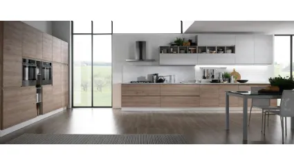 Cucina Moderna ad angolo Luna in melaminico finitura Ghiaccio e Miele di Mobilturi