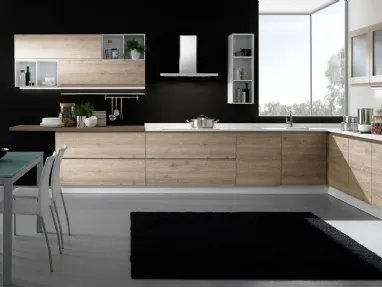 Cucina Moderna angolare Luna finitura Grigio effetto legno di Mobilturi