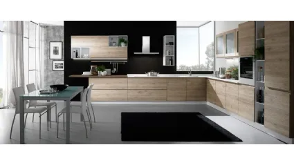 Cucina Moderna angolare Luna finitura Grigio effetto legno di Mobilturi