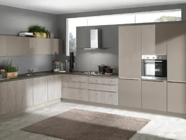 Cucina Moderna Mia 02 Rovere Corda e Tortora Lucido di Net Cucine