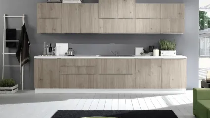 Cucina Moderna lineare Mia Rovere Grigio di Net Cucine