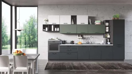 Cucina Moderna Ambra Grafite Opaco e Verde Oliva Opaco di Net Cucine