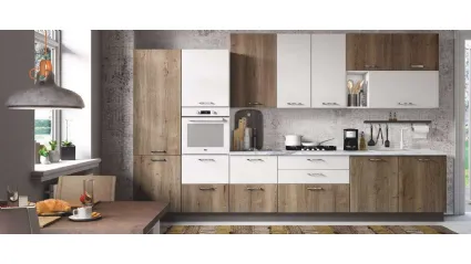 Cucina Moderna Ambra 05 Rovere Tabacco e Bianco Opaco di Net Cucine