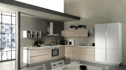 Cucina Moderna Delizia 05 Frassino Crema e Bianco Opaco di Net Cucine