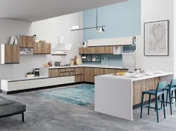 Cucina Moderna Era 01 Bianco Opaco e Noce Italiano di Net Cucine