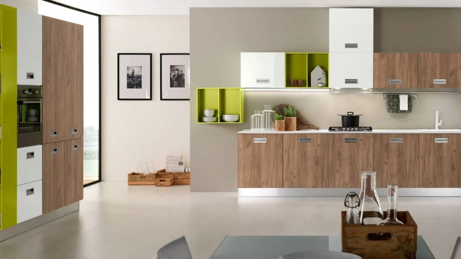 Cucina Moderna Nevada in Rovere Tabacco e Bianco di Mobilturi
