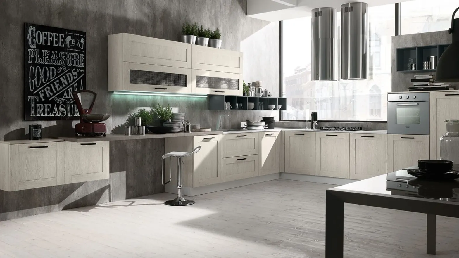 Cucina Moderna New Ego in Rovere Ghiaia di Mobilturi
