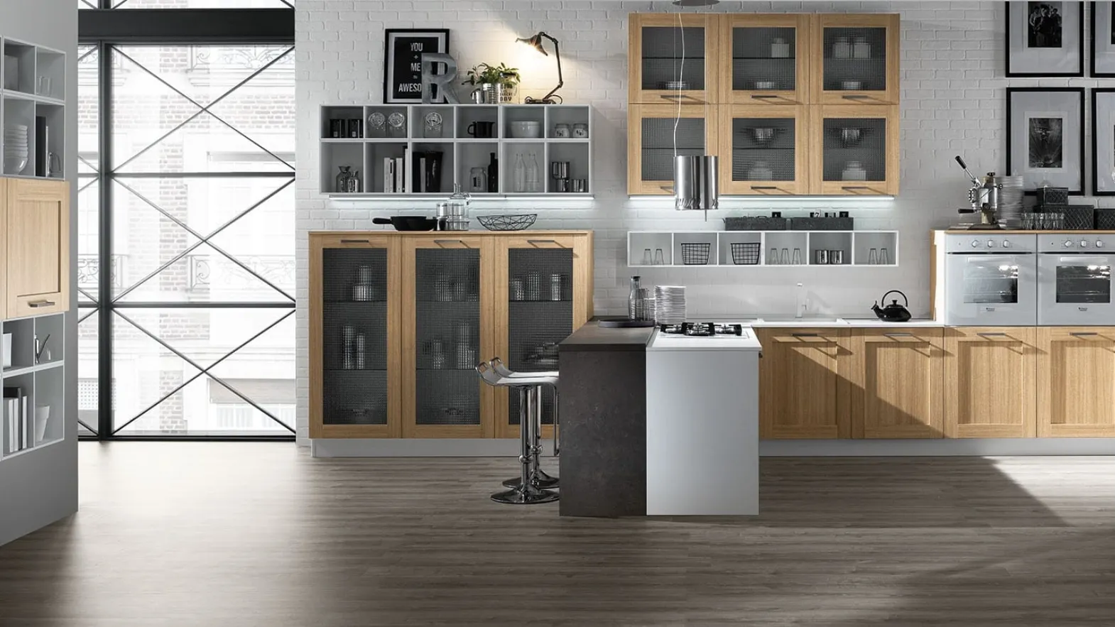 Cucina Moderna New Ego in Rovere Juta di Mobilturi