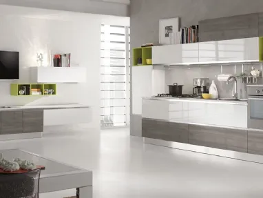 Cucina Moderna New Meg Argilla e Bianco Lucido di Mobilturi