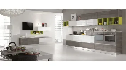 Cucina Moderna lineare New Meg finitura Caribe Tranché e Bianco lucido di Mobilturi