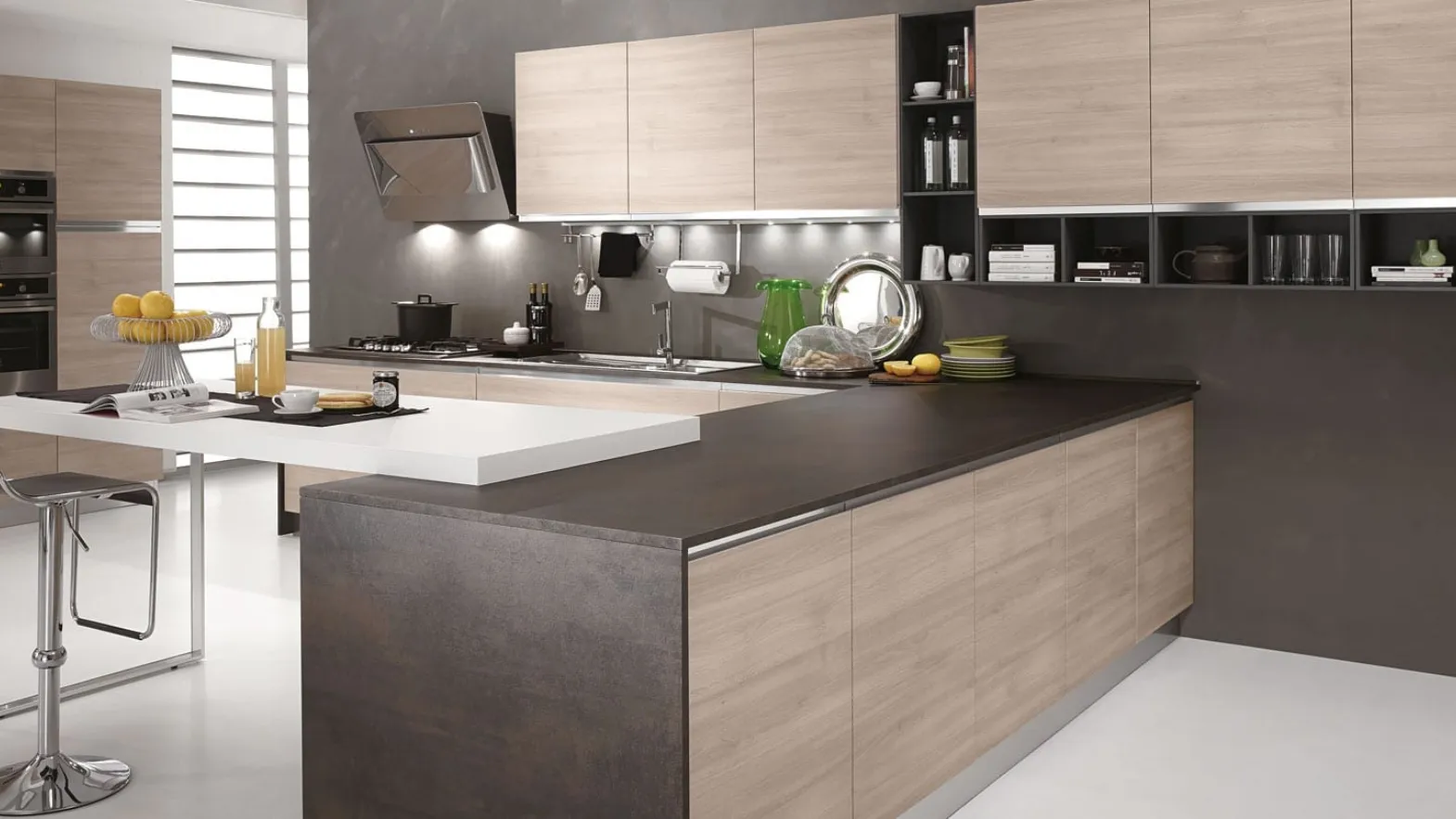 Cucina Moderna New Meg in Naturale Tranché di Mobilturi