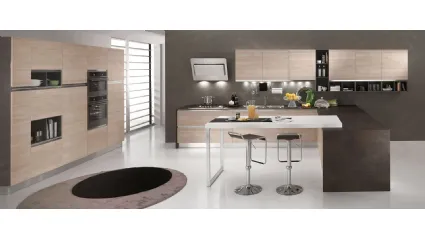 Cucina Moderna New Meg finitura Naturale Tranché effetto legno di Mobilturi
