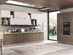 Cucina Moderna New Smart 03 Noce Bosco e Corda Opaco di Net Cucine