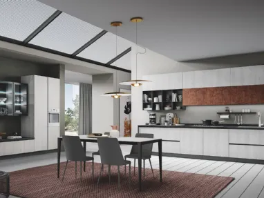 Cucina Moderna Pop in Rovere Artico e Urban Corten di Mobilturi