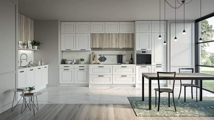 Cucina Moderna ad angolo Maya Composizione 01 in legno laccato di Prima Cucine