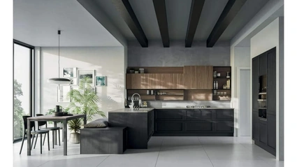Cucina con penisola Noah Composizione 02 in legno laccato di Prima Cucine