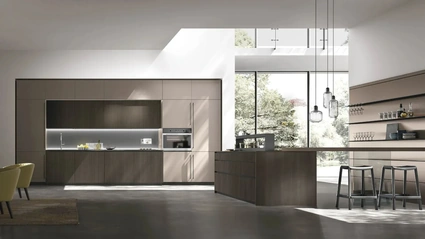 Cucina Moderna con penisola Metropolis 03 in Rovere e Pet di Stosa