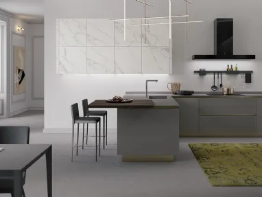 Cucina Moderna Stratos Gres White Marble e Gres Grey di Mobilturi