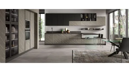 Cucina Moderna con penisola Stratos in HPL di Mobilturi
