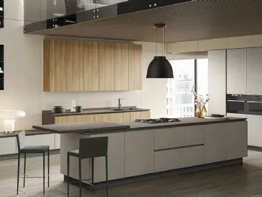 Cucina Moderna Stratos in HPL Grey Ostuni e HPL Noce di Mobilturi
