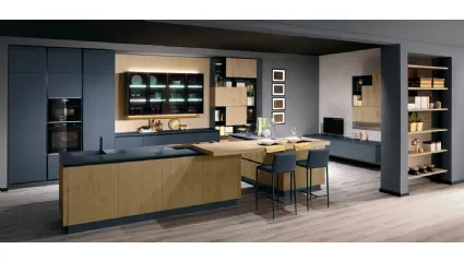 Cucina Moderna Tiffany e Nala in finitura Grigio Bromo e Rovere di Mobilturi