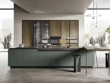 Cucina Moderna in rovere yuta con isola in laccato Venere 04 di Moretti Cucine