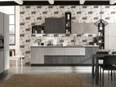 Cucina Moderna Zen Argento Cemento e Lavagna Cemento di Mobilturi
