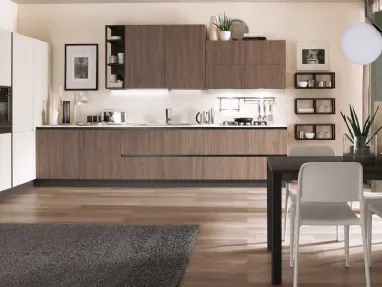 Cucina Moderna Zen Noce Chiaro e Corda Opaco di Mobilturi