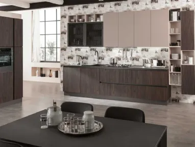 Cucina Moderna Zen Noce Scuro e Fango Opaco di Mobilturi